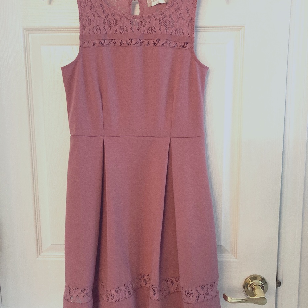 Altar’d State Fit and Flare Lace Rose Pink Dress